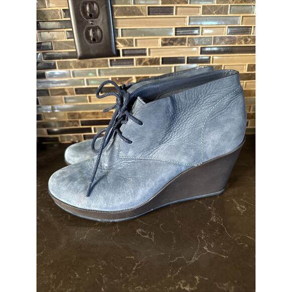 Cole Haan X Air Women's Ankle Boots Booties Wedge Size 9 B Cornflower Blue Suede - Picture 2 of 10
